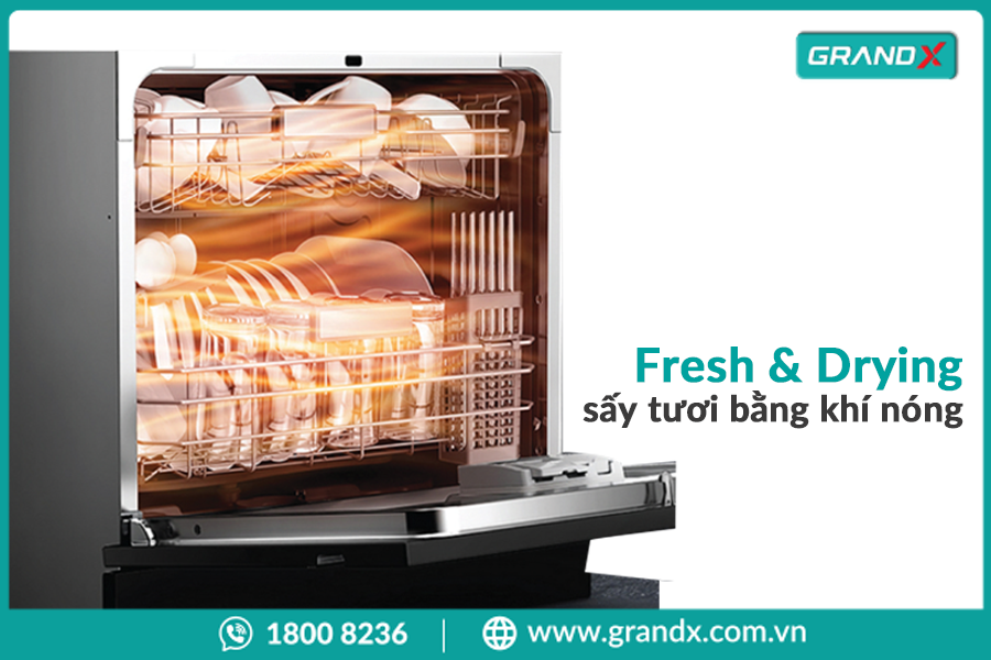 Tính năng Fresh & Drying trên máy rửa bát GrandX – sấy khô và diệt khuẩn bằng khí nóng