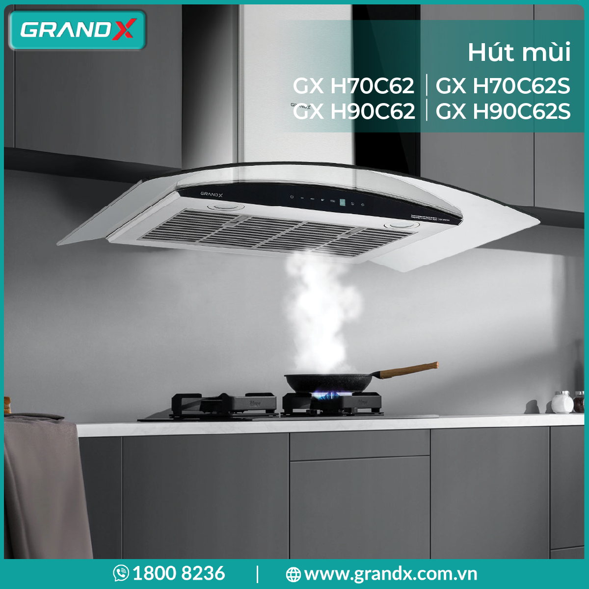 Hút mùi kính cong phép máy xử lý tốt các loại mùi từ những bữa ăn thông thường như nấu canh, xào rau hoặc chiên nhẹ