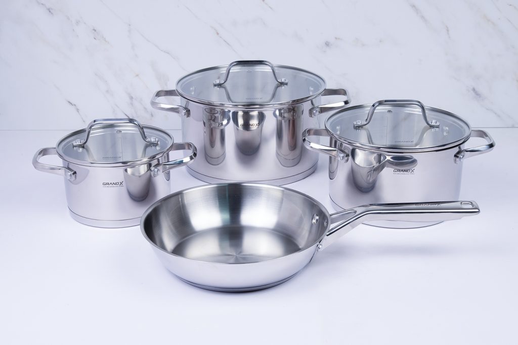 Bộ nồi inox GrandX GX605 và GX603 có cấu tạo đáy nồi 3 lớp siêu dày.